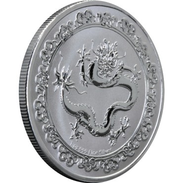 Серебряная монета 1oz Зеленый Дракон 2 доллара 2019 Ниуэ