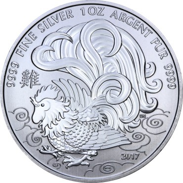 Срібна монета 1oz Рік Півня 5 доларів 2017 Канада