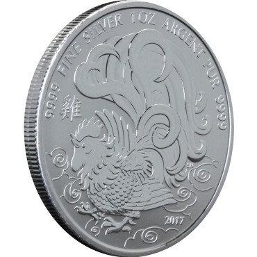 Срібна монета 1oz Рік Півня 5 доларів 2017 Канада