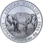 Серебряная монета 1oz Слон 100 шилингов 2020 Сомали