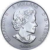 Срібна монета 1oz Грізлі 5 доларів 2019 Канада