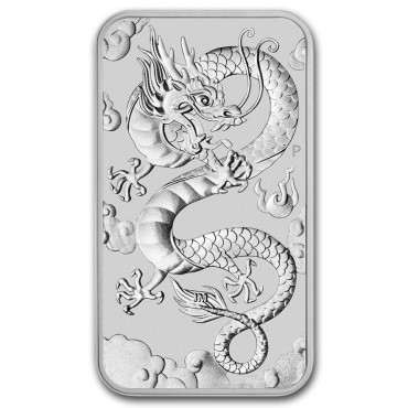 Серебряная монета 1oz Прямоугольный Дракон 1 доллар 2019 Австралия