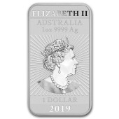 Серебряная монета 1oz Прямоугольный Дракон 1 доллар 2019 Австралия