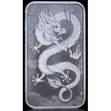 Серебряная монета 1oz Прямоугольный Дракон 1 доллар 2019 Австралия