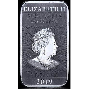 Серебряная монета 1oz Прямоугольный Дракон 1 доллар 2019 Австралия