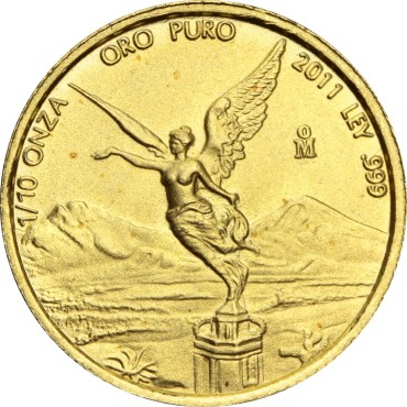 Золотая монета 1/10oz Либертад 2011 Мексика