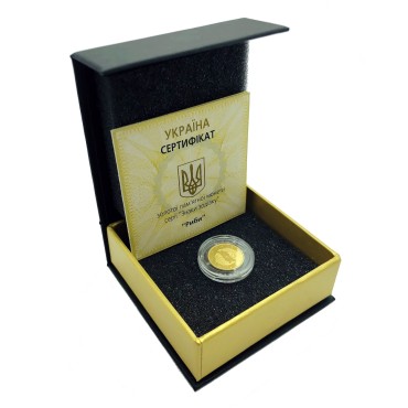 Золота монета 1/25oz Риби 2 гривні 2007 Україна