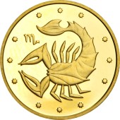 Золотая монета 1/25oz Скорпион 2 гривны 2007 Украина