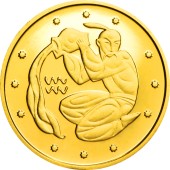 Золотая монета 1/25oz Водолей 2 гривны 2007 Украина