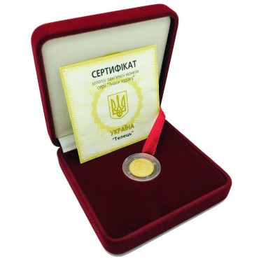 Золота монета 1/25oz Тілець 2 гривні 2006 Україна