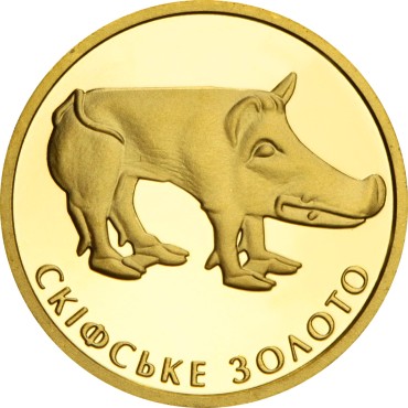 Золотая монета 1/25oz Скифское Золото. Кабан 2 гривны 2009 Украина
