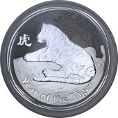 Серебряная монета 2oz Год Тигра 2 доллара 2010 Австралия