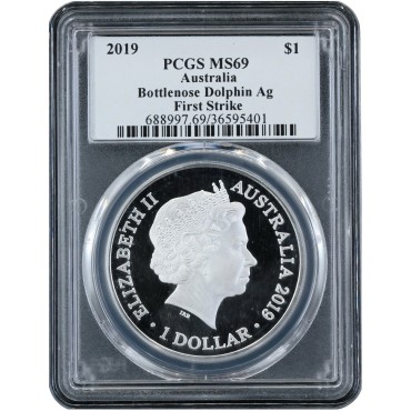 Серебряная монета 1oz Бутылконосый Дельфин 1 доллар 2019 Австралия