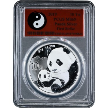 Серебряная монета 30g Китайская Панда 10 юань 2019 Китай