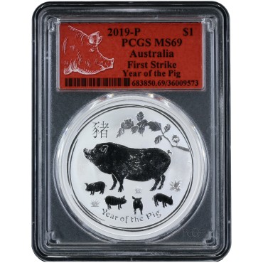 Срібна монета 1oz Рік Свині 1 долар 2019 Австралія