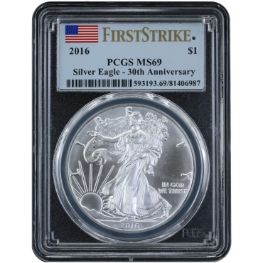 Срібна монета 1oz Американський Орел 1 долар 2016 США (PCGS MS69)