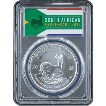Серебряная монета 1oz Крюгерранд 1 ранд 2018 Южная Африка