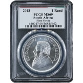 Серебряная монета 1oz Крюгерранд 1 ранд 2018 Южная Африка