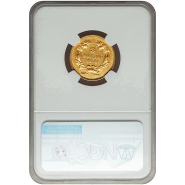 Золотая монета 3 доллара 1859 США NGС AU Details
