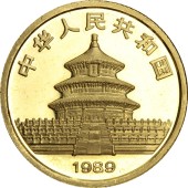 Золотая монета 1/4oz Китайская Панда 25 юань 1989 Китай