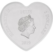 Срібна монета 1oz Кохання Дісней 2 долара 2019 Ніуе (кольорова)