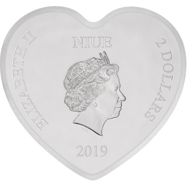 Срібна монета 1oz Кохання Дісней 2 долара 2019 Ніуе (кольорова)