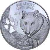 Серебряная монета 1oz Волк (Canis Lupus) 20 франков Конго 2019