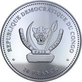 Срібна монета 1oz Вовк (Canis Lupus) 20 франків Конго 2019