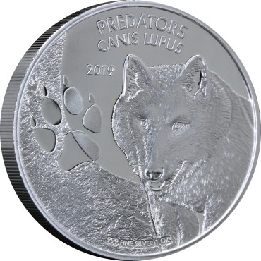 Серебряная монета 1oz Волк (Canis Lupus) 20 франков Конго 2019