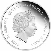 Серебряная монета 1oz Харли Квинн 1 доллар 2019 Тувалу (цветная)