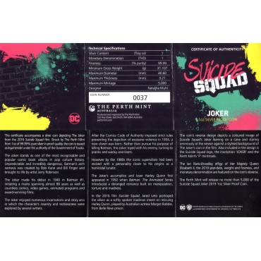 Срібна монета 1oz Джокер 1 долар 2019 Тувалу (кольорова)