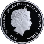 Серебряная монета 1oz Джон Уэйн 1 доллар 2020 Тувалу (цветная)