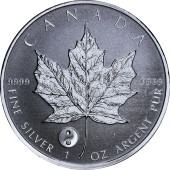 Серебряная монета 1oz Кленовый Лист "Инь Ян" 5 долларов 2016 Канада