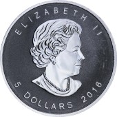 Серебряная монета 1oz Кленовый Лист "Инь Ян" 5 долларов 2016 Канада