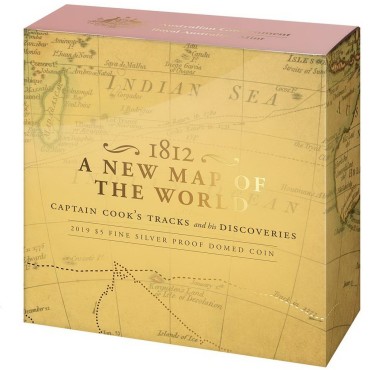 Срібна монета 1oz 1812 Нова Карта Світу 5 доларів 2019 Австралія