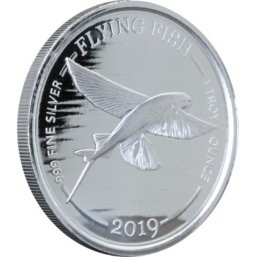 Срібна монета 1oz Летюча Риба 1 долар 2019 Барбадос