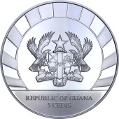 Серебряная монета 1oz Мамонт 5 седи 2019 Гана