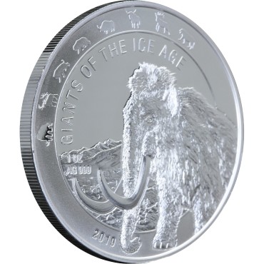 Серебряная монета 1oz Мамонт 5 седи 2019 Гана