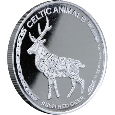 Срібна монета 1oz Ірландський Олень серія "Кельтські тварини" 500 франків КФА 2019 Чад