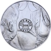 Срібна монета 1oz Носоріг 5 ранд 2020 Південна Африка