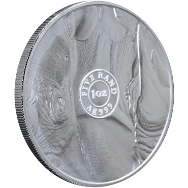 Серебряная монета 1oz Носорог 5 ранд 2020 Южная Африка