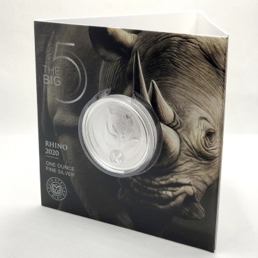 Серебряная монета 1oz Носорог 5 ранд 2020 Южная Африка