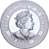 Серебряная монета 1oz Торговый доллар Японии 1 фунт стерлингов 2020 Остров Святой Елены