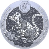 Серебряная монета 1oz Год Крысы (Мыши) 50 франков 2020 Руанда