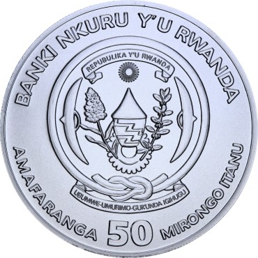 Серебряная монета 1oz Год Крысы (Мыши) 50 франков 2020 Руанда