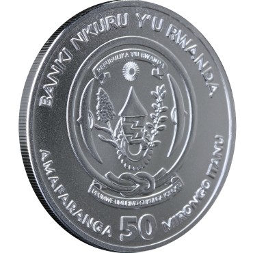 Серебряная монета 1oz Год Крысы (Мыши) 50 франков 2020 Руанда