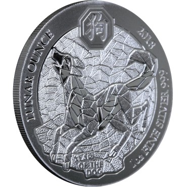 Серебряная монета 1oz Год Собаки 50 франков 2018 Руанда
