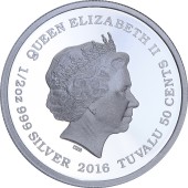 Серебряная монета 1/2oz Океанская Фея 50 центов 2016 Тувалу (цветная)