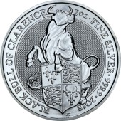 Серебряная монета 2oz Черный Бык Кларенса (серия "Звери Королевы") 5 фунтов 2018 Великобритания