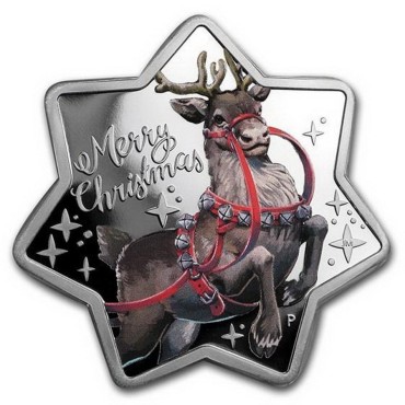 Серебряная монета 1oz Счастливого Рождества 1 доллар 2019 Австралия (цветная)